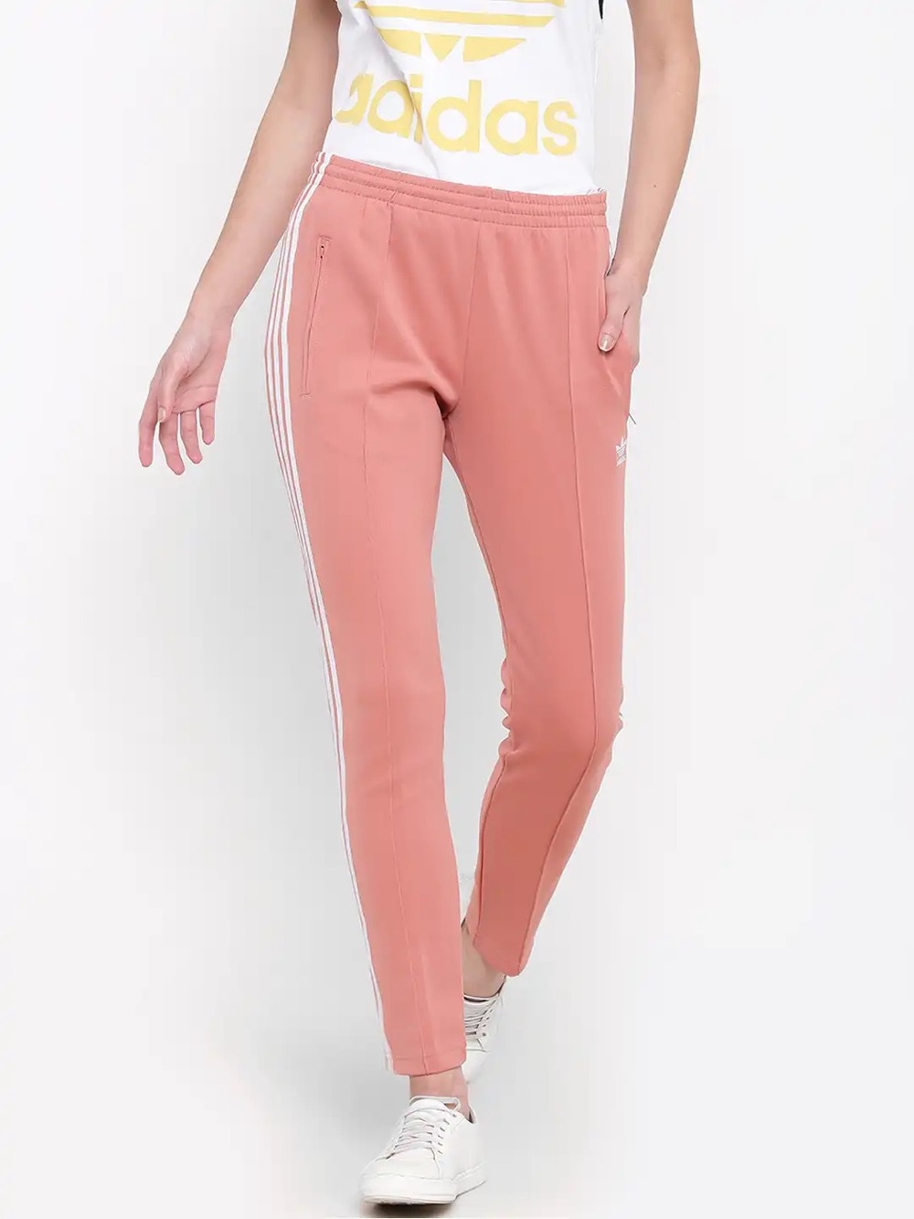 adidas Women's Rose Pink 3-Stripe Track Joggers